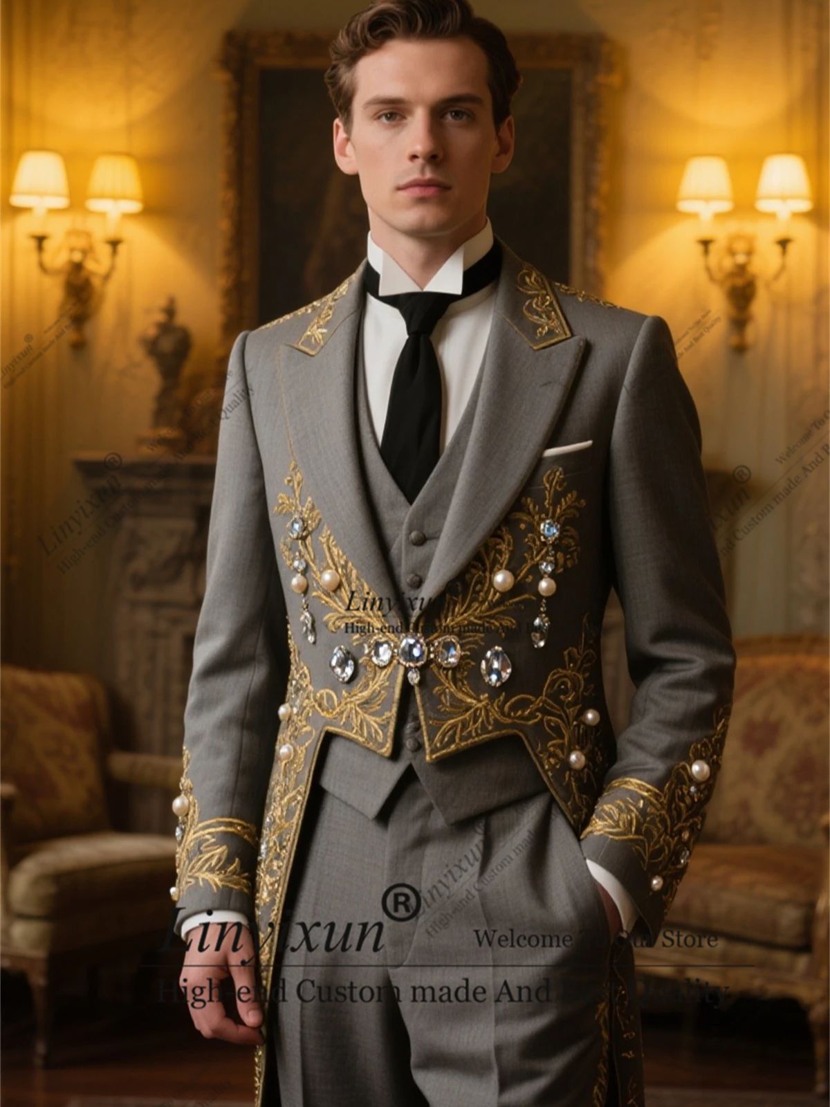 X Men Grooming - Trajes elegantes con estilo bordado para